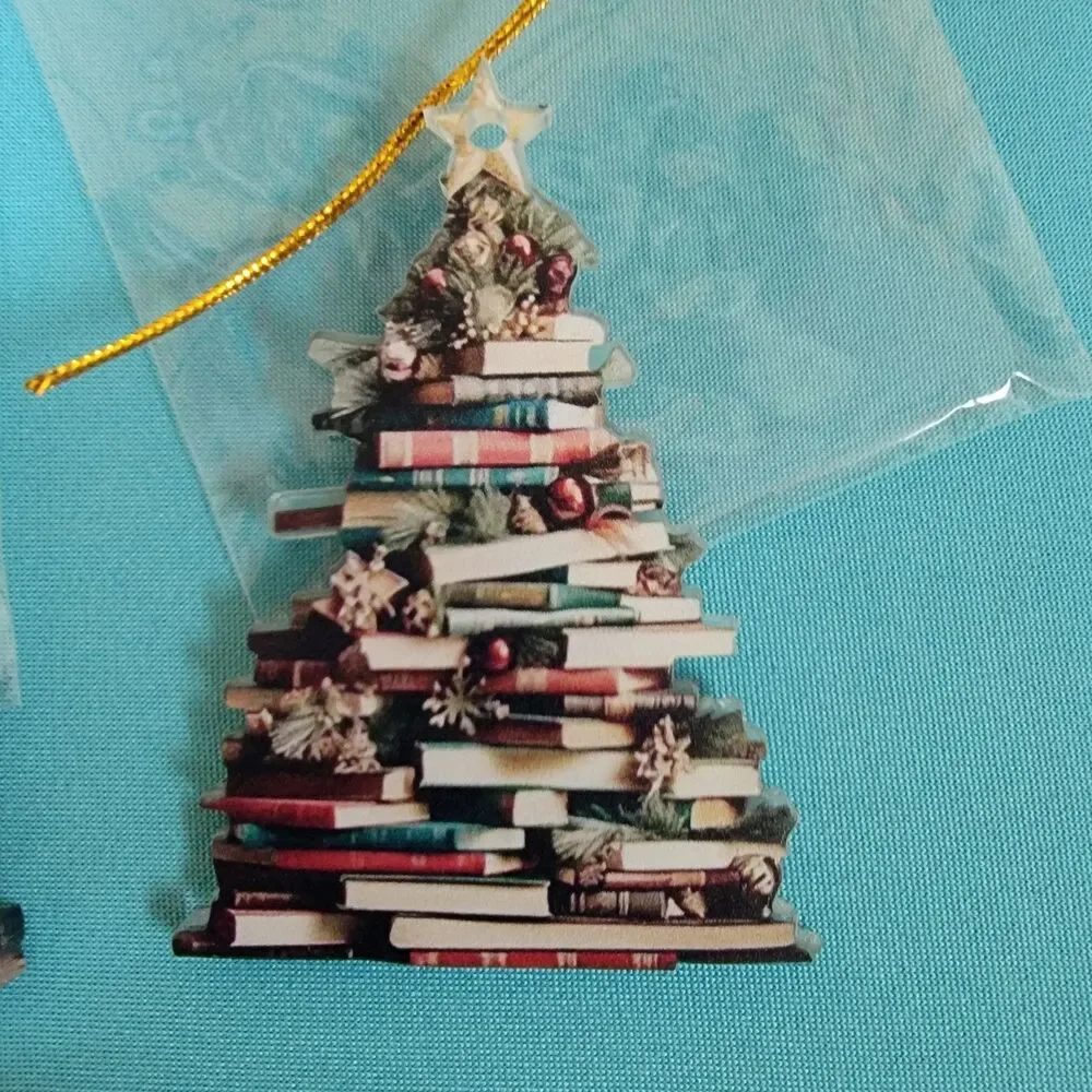 Book Lovers Bookish Christmas Tree Ornaments Lot Of 2 Evelyn 4